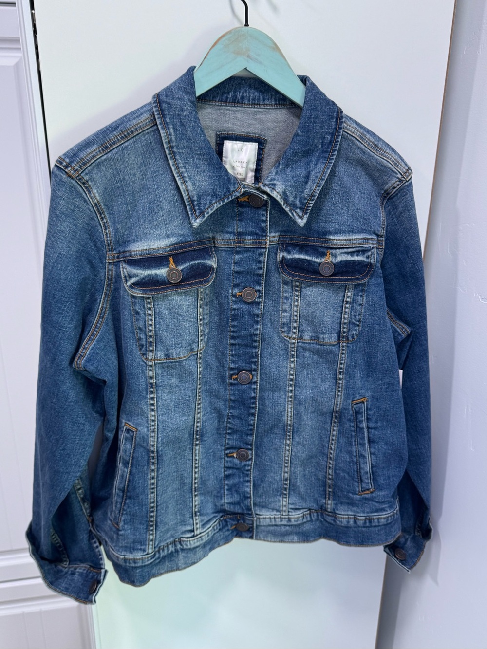 LC LAUREN CONRAD Distressed Blue Denim Jacket